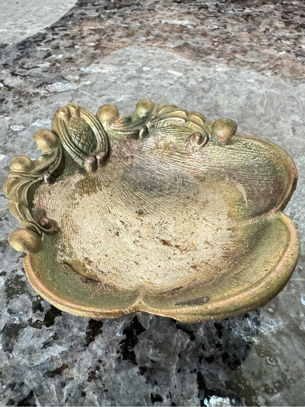 Rare Vintage Solid Brass Ashtray Cigarette Rest 4” Elegant Design Trinket Tray